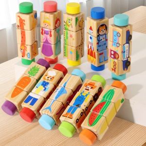 NOBLELUX Wooden Rotating Puzzle Toy Safe Hand Montessori Learning Toy Rotating Montessori Puzzle Game Toddlers