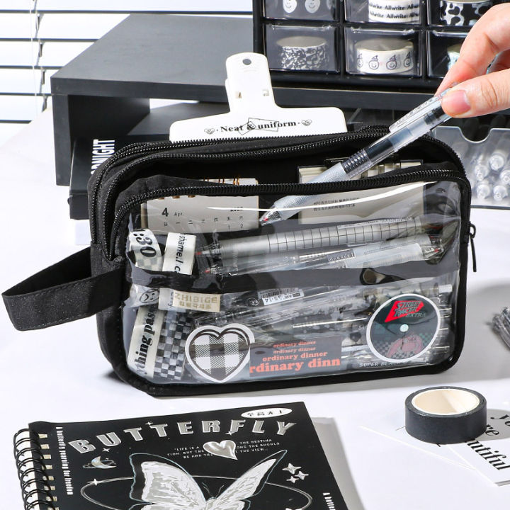 Túi Bút Vải 2 Ngăn Chống Nước Trong Suốt, Bóp Viết Học Sinh Sức Chứa ...