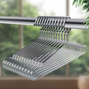 WOOKEE (ถูกที่สุด!) ไม้แขวนเสื้อสแตนเลส หนา3.0mmยาว32/40/42/45cm(1แพ็ค 5/10ชิ้น) ไม้แขวนสแตนเลส ไม้แขวนเสื้อเด็ก ไม้แขวนผ้า ไม้แขวนกางเกง