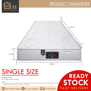 [3S  FURNITURE] Individually Packed Springs High-end Branded 22CM Thickness Ergonomic Lambswool Latex Mattress with Silent Independent Pocket Spring System