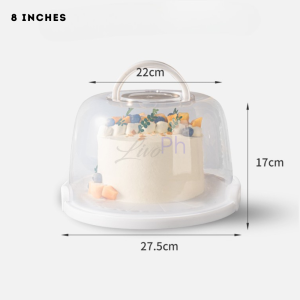 Portable Round Cake Box with Built-In Handle Dessert Fruit Storage Transparent Dustproof Food Display Holder