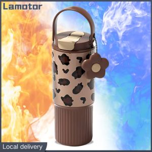 [Vktech] Simple Straw Insulated Cup 316 Stainless Steel Portable Car Water Bottle Large Capacity Insulation Cold Mug for Coffee Tea Hot Coco