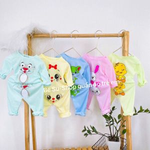 Sét 5 bộ quần áo dài tay cotton cúc giữa thời trang hè thu trẻ em bé trai bé gái 3-15kg