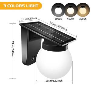 โคมไฟ โคมไฟLED โคมไฟโซล่าเซลล์ โคมไฟติดผนัง ส่องแสงไฟติดผนังลูกบอลโคมไฟ โคมไฟอบอุ่น/แสงสีขาวแสงแดดสำหรับเสาไฟประตูรั้วการ์เด้นวิลล่า