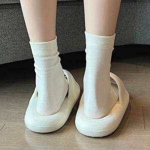 🤍beauty shoes🤍ถุงเท้าผู้หญิง ถุงน่องน้ำแข็งระบายอากาศได้ดี ผ้าฝ้ายแท้ ถุงเท้ายาวถึงกลางน่องสำหรับทุกฤดูกาล ถุงเท้าสีหวานน่ารัก