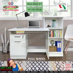 Meja Belajar / Kerja Home Office Desk 4"1 Modern Minimalis Putih Kualitas Mewah Bahan Tebal Halus