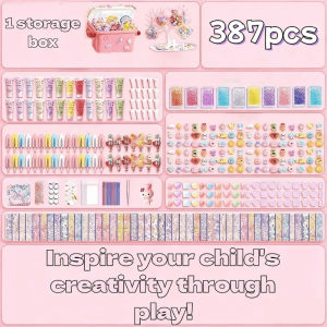 387PCS Cream Glue DIY Toy Guka Set Box Kids Gift Set Handmade DIY Sticker Keychain Cute Gift