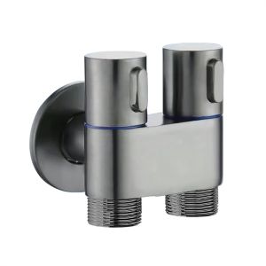 Abu-abu Mini Kran Cabang dan Jet Shower SUS 304 Toilet Hitam Matte 1/2 Inch dengan Selang 1.5M Kran Air Double Kran Washing Machine Bidet Spray
