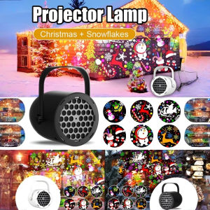 【Christmas + Snowflake】Snowflake Projection Light Powered Rotating LED Stage Lamp Holiday Atmosphere Outdoor Lamp