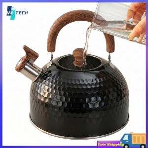 [ VKTECH ] Outdoor Stainless Steel 3L Kettle with Whistle and Heat-resistant Handle for Boiling Water Coffee Milk in Camping