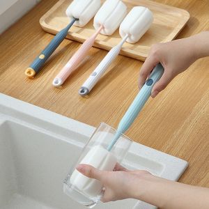 Water Bottle Sponge Brush Long Handle Sponge Cleaning Cup Mug Water Bottle Brush Removable Head Kitchen Cleaner Tools