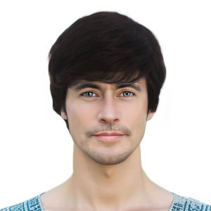 New wig Mens partial black short hair full head hairstyle European and American micro-curl chemical fiber full head cover