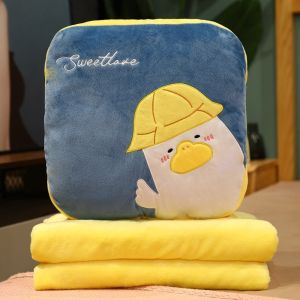 MASTERYX Di động Gối nhồi bông Phim hoạt hình dễ thương 3 trong 1 Đệm lưng ghế sofa Gấp lại Chăn điều hòa