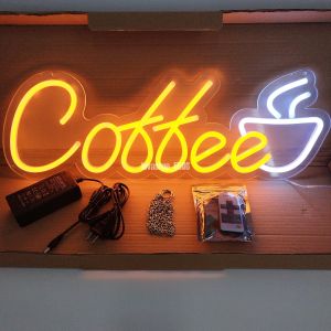 ป้ายไฟ Coffee พื้นใส ป้ายไฟหน้าร้าน ป้ายไฟ Led ป้ายไฟนีออน ประหยัดไฟ ใช้ปลั๊กไฟ บ้าน เพิ่มเอกลักษณ์สีสัน สวยงาม