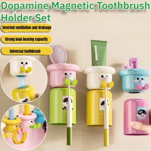 Dopamine Magnetic Toothbrush Holder Set Mouthwash Cup Storage Set Toothpaste Cup Storage Organizer