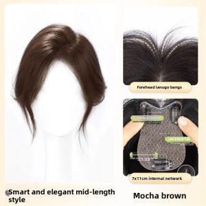 7*11-25CM 100% Real Human Hair Topper for Women Black Mocha Brown Breathable Lightweight Hair Piece Cover Gray Hair Add Hair Volume
