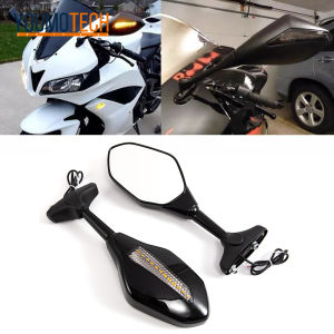 กระจกกระจกมองหลังรถจักรยานยนต์พร้อมสัญญาณเลี้ยว LED สำหรับ Honda CBR600RR CBR 600 RR Suki GSXR 600 GSXR 750 2004 2005 04 05