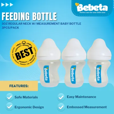 Bebeta Feeding Bottle with logo Regular Neck 3oz 3pcs/pk