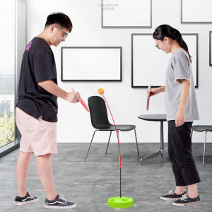 Table Tennis Trainer for Kids Portable Elastic Shaft Childrens Table Tennis Exerciser Indoor Home Self-training Artifact for Children Adult Indoor Pingpong Trainer