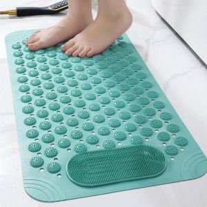 LZHDP MALL Rectangular Non-Slip Floor Mat Anti-drop Draining Hole Bathroom Safety Rug Flexible Exfoliating Foot Massage Pad Household