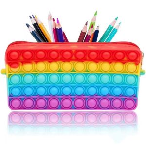LZHDP MALL with Zipper Silicone Pen Case Decompression Bubble Large Capacity Student Pencil Bag Stress Reliever Waterproof Stationery Storage Bag Students