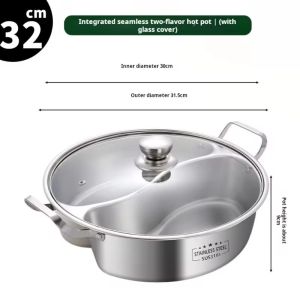 AODDO 32/34cm Lẩu chia đôi Trung Quốc Thép không gỉ 316 Nồi nấu Tương thích Đa năng Nồi yuanyang Bếp cảm ứng