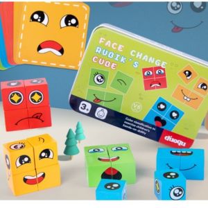 Mainan Edukasi FACE CHANGE RUBIKS CUBE / Mainan Kayu Edukatif Wooden Toys Anak / Mainan Ekspresi Anak / Mainan Belajar Mengenal Expression Wajah / Face Changing Cube / Mainan Susun Ekspresi Muka