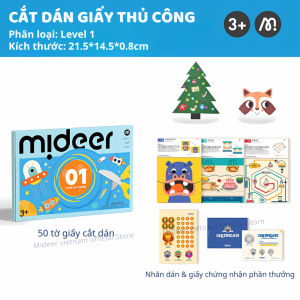 Đồ Chơi Cắt Dán Giấy Thủ Công 3 Cấp Độ cho bé mideer Level Up Lets Cut Paper