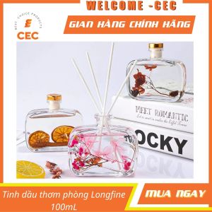 Tinh dầu thơm phòng LONGFINE 100ml hương dịu dàng kèm que mây dây trang trí để phòng khách ngủ tủ bàn TDF03 [CEC Store]