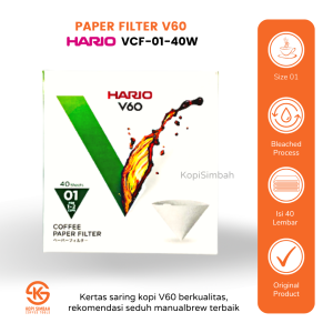 Paper Filter V60 Coffee HARIO Size 01 Isi 40 Lembar Kertas Saring Kopi Manual Brew V 60 VCF-01-40W