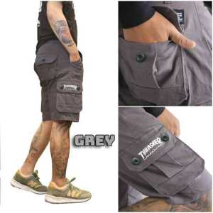 Celana Pendek Cowok Keren Kargo Bisa Cod Pria Warna Abu Tua Grey Kempol Gembol Distro Pdl Cowok