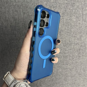 For Magsafe Armor Wave Curly Non-Slip Bumper Phone Case For Samsung S26 S25 Ultra S24 Plus Luxury Wireless Charge Frosted Cover