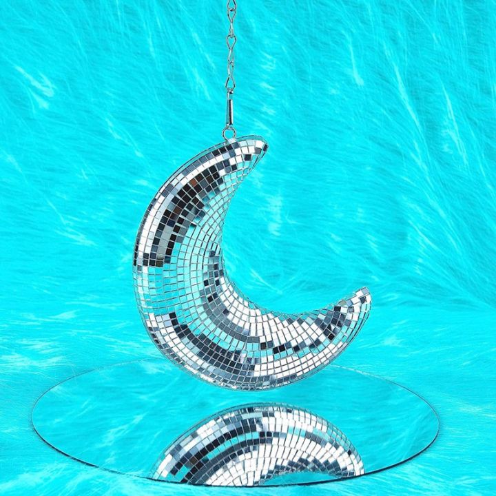 1 Pieces Disco Ball Moon Shaped Disco Balls Decor Hanging Disco Decor