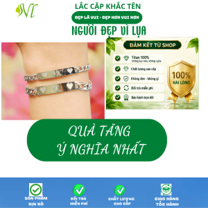 Lắc tay khắc tên Vòng tay đôi tình nhân Lắc tay khắc chữ chống oxy hóa - Người Đẹp Vì Lụa