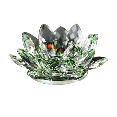 OKDEALS01 Home Ornament Crystal Lotus Candle Holders Glass Clear Figurines Tealight Candlestick Tea Lamp Gift Flower Tea Light Holder Table Centerpieces