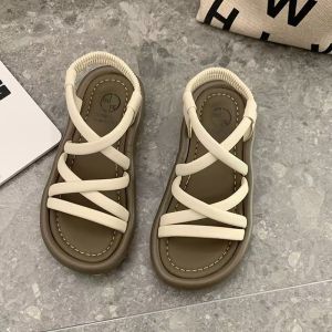 [Free Shipping] Roman-Style Sandals For Women With Skirts 2025 Summer New Open-Toe Versatile Beach Thick-Soled Ultra-Soft Black Outdoor Sandals