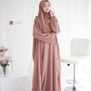 Lania Abaya Inner + Outer Pakaian Muslimah Wanita Viral Kekinian Outfit Lebaran Fashion Trendy Modern Couple Anak Ibu Dewasa Promo 2024