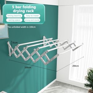 1M-2M 3/4/5 Bar Stainless Steel Retractable Wall Mounted Clothes Hanger  Ampaian Baju  Outdoor Hanger  Retractable Drying Rack