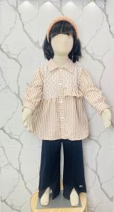 Setcel salur jenny crinkle mix knit anak perempuan usia 3 - 12 tahun / stelan kombinasi jaring brukat celana knit cutbray - COD