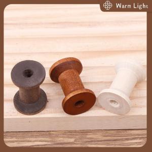 Warm Light 10ชิ้นแกนม้วนทำจากไม้แนววินเทจสำหรับริบบิ้นสำหรับงานตัดเย็บเครื่องมืองานฝีมือทำจากไม้เส้นใหญ่อุปกรณ์เย็บปักถักร้อย