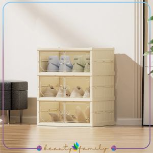 BF-C1080 Kotak Sepatu Susun Lipat Transparan Anti Debu Rak Serbaguna / Lemari Sepatu 6 Tingkat