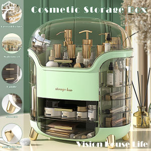 Vision Nordic Cosmetic Storage Box with Lipstick Holder Large Capacity Makeup Organizer Desktop Drawer Type Skin Care Products Stationery Storage Box Dustproof Jewelry Drawer Container Case