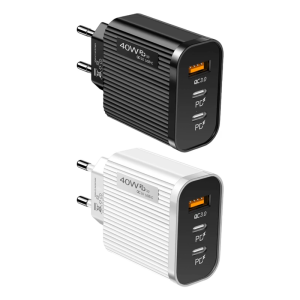 Travel Plug Adapter EU Plug USB Wall Rapid Charging Block for Phone Tablet Double PD & USB Port Power Adapter