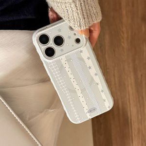 Cute Star Stripe MagSafe Phone Case for iPhone 17 Pro Max 17 Pro 17 MagSafe Shockproof Glossy Protective Cover with Star Stand Holder