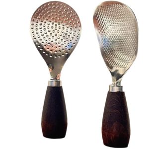 CHLOCH 1Pcs Zebrawood Wooden Handle Rice Spoon Nonstick Stainless Steel Rice Scooper Durable Heat Resistant Rice Spatula Household Kitchen Tool
