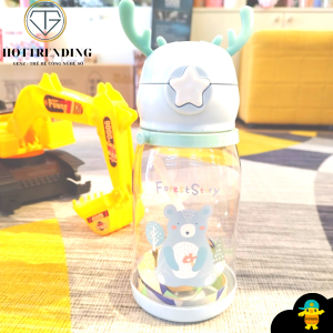 Bình Nước Sừng Hươu 600ml Chống Sặc Kèm sticker Dây Đeo Cho Bé An Toàn Trùm Sỉ Gia Thành