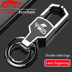 Toyota Hilux Keychain Stainless Steel Double Ring Rotatable Key Holder with Car Logo Anti-Loss Waist Buckle Creative Key Chain for Hilux Revo Vigo G8 AN0 AN20 TRD GR Sport.