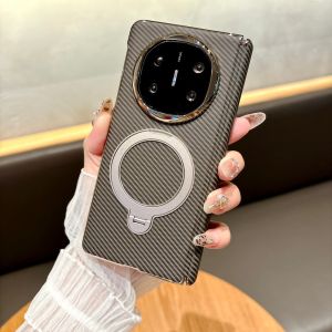 For Huawei Honor Magic V5 Case Hard Carbon fiber Ring Stand Magnetic wireless charging Protective Back Cover For Magic V5 Shell