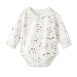 ผ้าฝ้าย 100% แขนยาวชิ้นเดียวสำหรับทารก เสื้อผ้าเด็กฤดูใบไม้ผลิและฤดูใบไม้ร่วงสไตล์ สบายและนุ่ม วัสดุที่เป็นมิตรกับสิ่งแวดล้อม