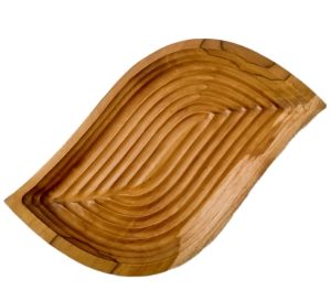 piring saji dari kayu jati model daun ukuran 25x16x2 cm kwalitas premium
